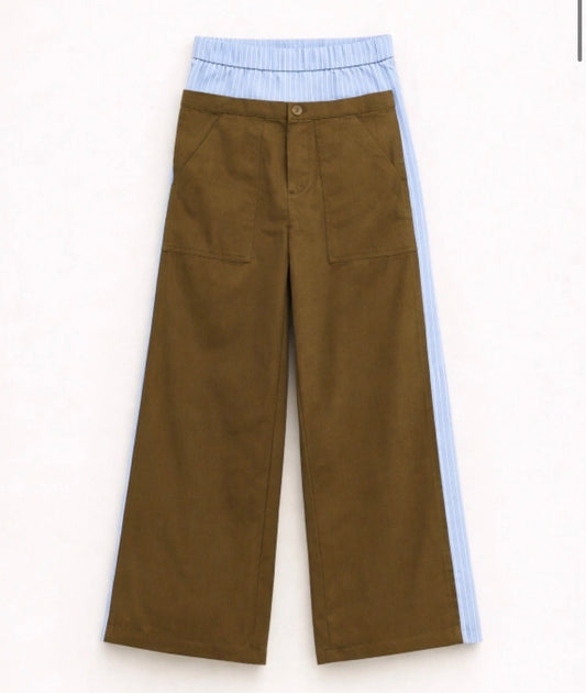 PANTALONI WIDE LEG COTONE