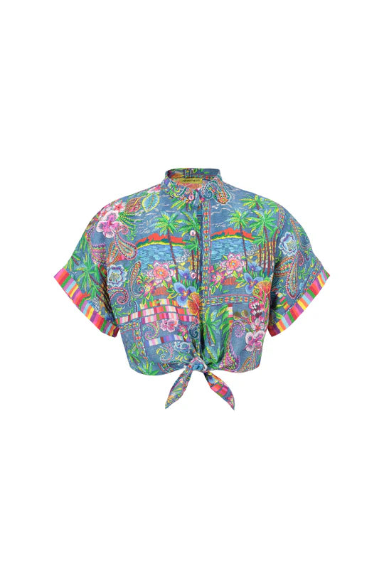 CAMICIA CROP IN MUSSOLA DENIM MEXICAN