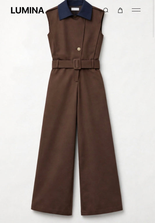 TUTA LUNGA CON COLLETTO A CONTRASTO