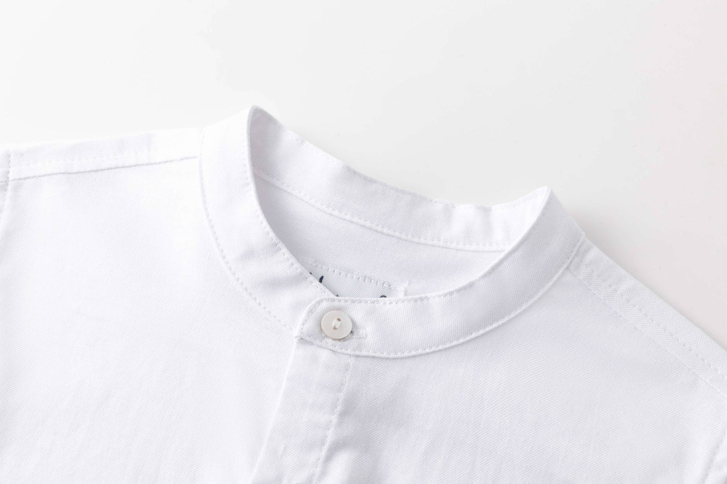 Camicia bianca oxford con colletto alla coreana per bambino