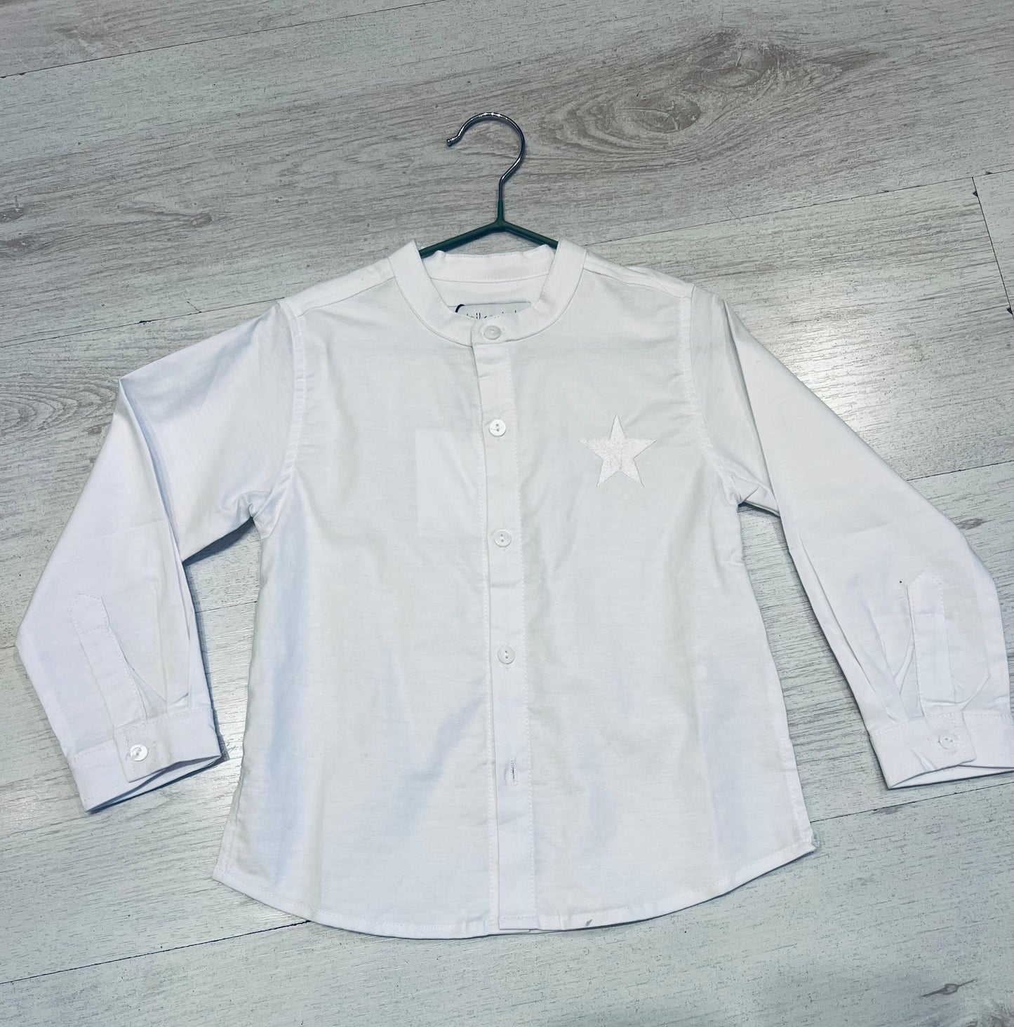 Camicia bianca oxford con colletto alla coreana per bambino